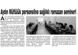 Hedef-Aydın M&uuml;ft&uuml;l&uuml;k Personeline Sağlıklı Ramazan Semineri
