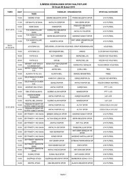 30 Ocak - 6 Şubat 2015 Faaliyet Programı
