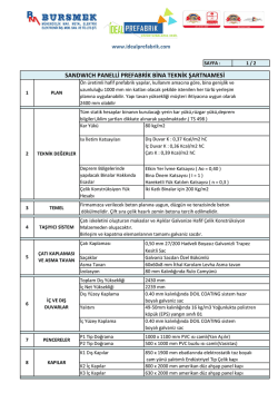 Sandwich Panelli Teknik Şartname