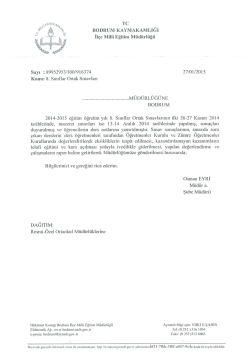 Tc BODRUM KAYMAKAMLIĞI İl&ccedil;e Miııi Eğitim M&uuml;d&uuml;rl&uuml;ğ&uuml;