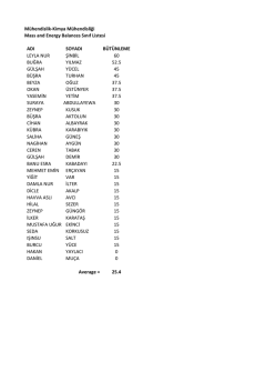 Mass and Energy Balances B&uuml;t&uuml;nleme