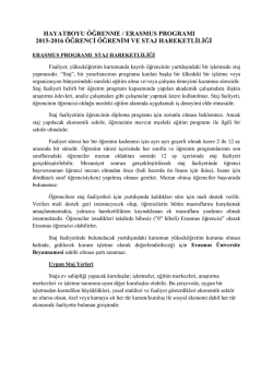 Erasmus &Ouml;ğrenci - &Ouml;ğrenim ve Staj Hareketliliği Hakkında Genel Bilgi