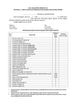 7. Sınıflar Se&ccedil;meli Ders Formu