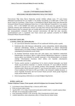 Sakarya &Uuml;niversitesi S&ouml;zleşmeli Personel Alım İlanı
