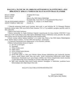 80.Yıl Orhan Gazi İlkokulu Kantin İhalesi Yapılacaktır. 12.02.2015 11