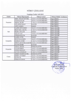 N&Ouml;BET &Ccedil;İZELGESİ