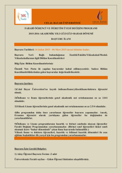 2015-2016 Akademik Yılı G&uuml;z / G&uuml;z+Bahar D&ouml;nemi Başvuru İlanı