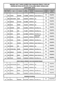 erzincan sınav sonu&ccedil;ları