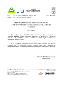 Sirk&uuml;ler No: 66 __ 2015/ 1 SAYILI MAM&Uuml;L KARARI HK