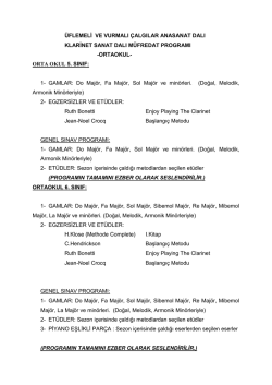 Klarinet Sanat Dalı Ortaokul M&uuml;fredatı