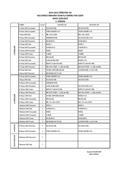 2014-2015 Eğitim-&Ouml;ğretim Yılı 2.D&ouml;nem Ortak Sınav Sınav Takvimi
