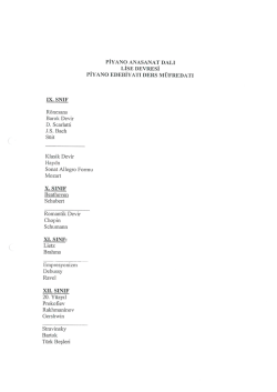 Piyano Edebiyatı Ders M&uuml;fredatı