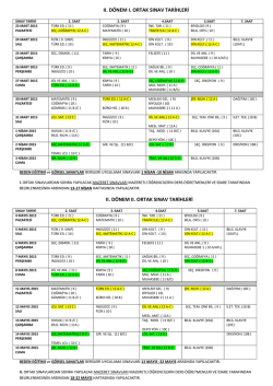 ıı. dönem ı. ortak sınav tarihleri ıı. dönem ıı. ortak sınav tarihleri