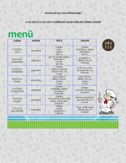 17/23 Şubat Yemek Listesi