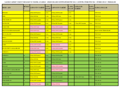 ders adı d&uuml;zey i 1.sınavın tarihi 1.snv. saati 2.sınavın tarihi 2. snv