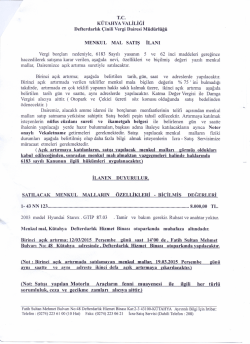 T.C. K&Uuml;TAHYAVALİLİGİ Defterdarlık &Ccedil;inili Vergi Dairesi M&uuml;d&uuml;rl&uuml;ğ&uuml;