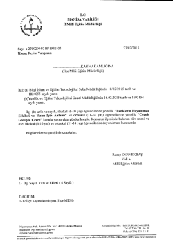 İl Milli Eğitim M&uuml;d&uuml;rl&uuml;ğ&uuml;&acute;n&uuml;n 23/02/2015 tarih 1992104 sayılı Resim