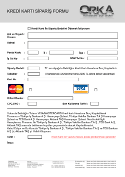 Kredi Kartı &Ouml;deme Formu