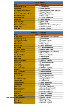 27 Şubat - Cuma 28 Şubat - Cumartesi