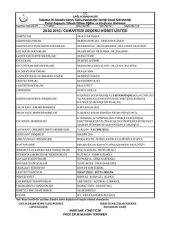 28.02.2015 - Kartal Koşuyolu Y&uuml;ksek İhtisas Eğitim ve Araştırma