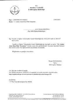 İl Milli Eğitim M&uuml;d&uuml;rl&uuml;ğ&uuml;&acute;n&uuml;n 23/02/2015 tarih 1992621 sayılı 11