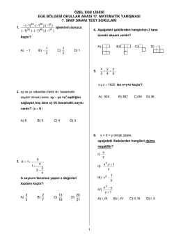 7. Sınıflar - &Ouml;zel Ege Lisesi
