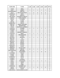 surname name lab1 lab2 lab3 lab4 lab5 total acar sera 0 acet ahmet