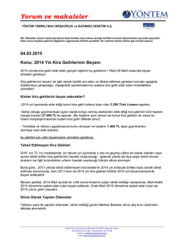 2014 Yılı Kira Gelirlerinin Beyanı (Sinem SARIG&Ouml;L ŞENDUR