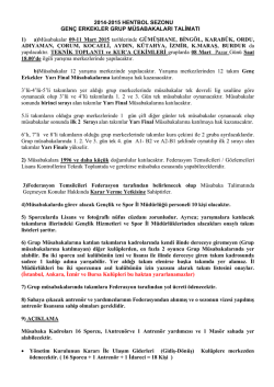2014-2015 HENTBOL SEZONU GEN&Ccedil; ERKEKLER GRUP