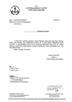 M&uuml;d&uuml;rl&uuml;ğ&uuml;m&uuml;z&uuml;n konu ile ilgili 11/03/2015 tarih ve 2666427 sayılı