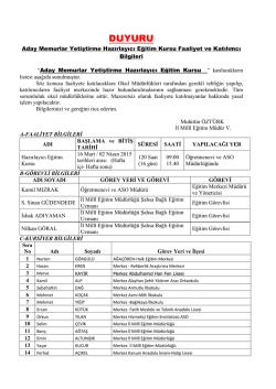 Aday Memurlar Yetiştirme Hazırlayıcı Eğitim Kursu Faaliyet ve