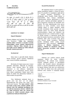 2015 Nisan Ayı Hutbeleri