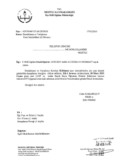 İl&ccedil;e Milli Eğitim M&uuml;d&uuml;rl&uuml;ğ&uuml; Yazısı