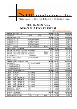 NİSAN 2015 FİYAT LİSTESİ