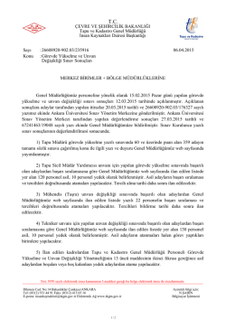 MERKEZ BİRİMLER + B&Ouml;LGE M&Uuml;D&Uuml;RL&Uuml;KLERİNE Genel