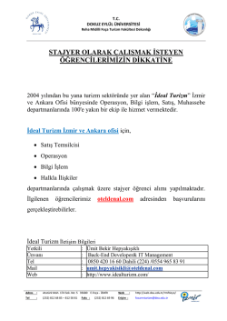 İdeal Turizm` de staj imkanı - Reha Midilli Fo&ccedil;a Turizm Fak&uuml;ltesi