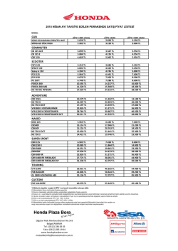 FİYAT LİSTESİ 2015 NİSAN