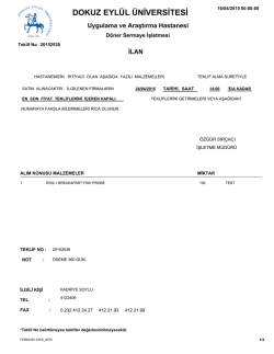 İhale Dosyasını İndir - Dokuz Eyl&uuml;l &Uuml;niversitesi Hastanesi