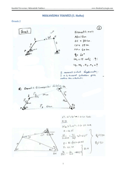MEKANİZMA TEKNİĞİ (5. Hafta)