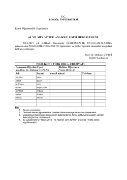 &Ouml;ğretmenlik Uygulaması 60. YIL MES. VE TEK. ANADOLU LİSESİ