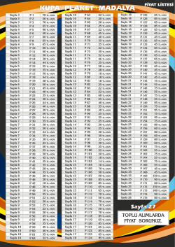 Fiyat Listesi (.PDF) - Mey Kupa Plaket Madalya