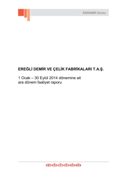 EREĞLİ DEMİR VE &Ccedil;ELİK FABRİKALARI T.A.Ş. 1 Ocak