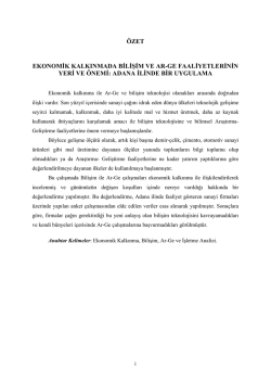 &ouml;zet ekonomik kalkınmada bilişim ve ar