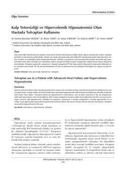 Kalp Yetersizliği ve Hipervolemik Hiponatremisi
