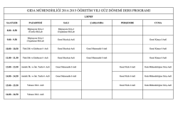 GMB 2014-15 G&uuml;z D&ouml;nemi Ders Programı