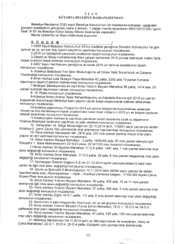 06.01.2015 Meclis Toplantısı G&uuml;ndem Maddeleri