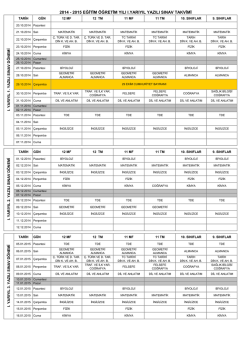 2014 - 2015 eğitim öğretim yılı ı.yarıyıl yazılı sınav takvimi