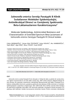 Salmonella enterica Serotip Paratyphi B Klinik İzolatlarının