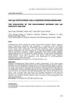 CMV IgG pozitifliğinin yaşla ilişkisinin değerlendirilmesi
