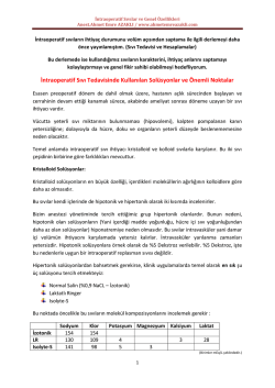 İntraoperatif Sıvılar ve Genel &Ouml;zellikleri